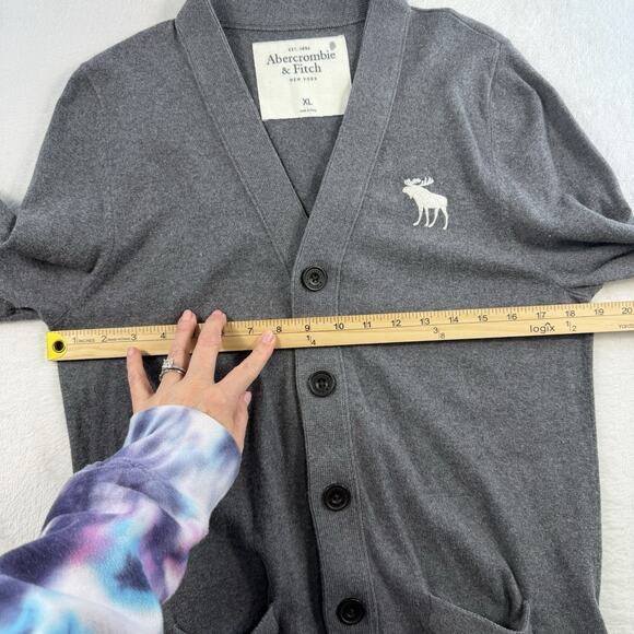 Vtg Y2K Abercrombie Fitch Men XL Cardigan Sweater Cashmere Blend Pockets Preppy - Picture 8 of 11